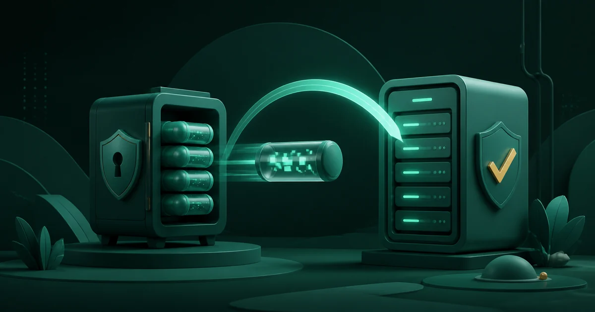 Dữ liệu được chuyển an toàn từ kho backup sang máy chủ phục hồi